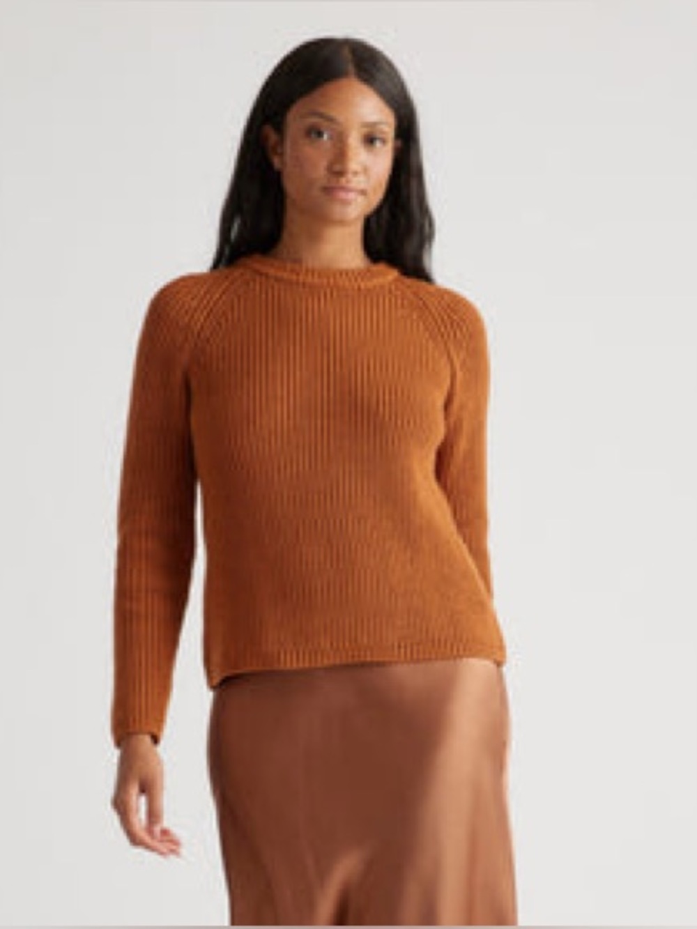 Quince 100% Organic Cotton Fisherman Crew Sweater - Limited Edition - Ginger